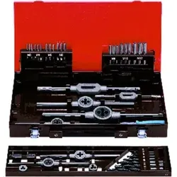 Handgewindebohrer-Satz DIN 352 HSS M3-12 - Zubehör für Elektrowerkzeug, umfassendes Sortiment für metrisches Gewindeschneiden, inklusive stabilem Stahlblechkoffer für komfortablen Transport.