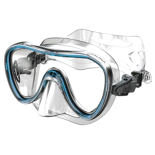 Seac Salina, Einglasmaske zum Schnorcheln und Tauchen für Erwachsene und Jugendliche, Aquamarin, Standard