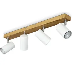 Gambellara Deckenlampe aus Metall in Weiß/Holzoptik/Chromfarben - Modern und stilvoll - Moderne Deckenleuchte für Innenräume, ideal für Schlafzimmer und Wohnzimmer. Mit dreh- und schwenkbaren Leuchtenköpfen für individuelle Lichtakzente.