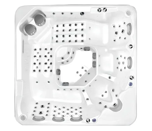 Relaxpool Sprudelbad Outdoor Whirlpool 220x220cm mit LED-Beleuchtung - Quadratischer Whirlpool mit 1200 L Fassungsvermögen, energieeffizient und stilvoll. Ideal für entspannende Stunden im Freien, mit 2 Jahren Herstellergarantie.