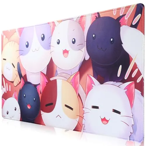 Jahosin XXL Gaming Mauspad, Erweitertes Mauspad,genähte Kanten,2mm,rutschfeste Gummibasis,90x40cm,Schreibtischunterlage für Gaming/Büro/Geschäft 90x40 Cat
