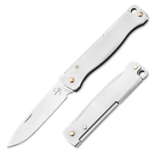 BÖKER PLUS® Atlas Mini Taschenmesser 12C27 Edelstahl Slipjoint Silber - 01BP0024