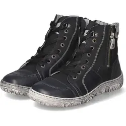 Krisbut Damen Schnürstiefeletten Dunkelblau Ledermix Größe 40 - Elegante Damen Schnürstiefeletten aus dunkelblauem Ledermix mit praktischen Details. Flexibel durch Schnürung und Reißverschluss, ideal für den täglichen Einsatz. Die rutschhemmende Sohle sorgt für sicheren Halt.