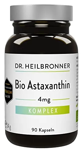 Dr. Heilbronner Bio Astaxanthin 4mg | 90 Kapseln in der Glasflasche | Antioxidantien aus der Vitalalge Haematococcus Pluvialis | Premium Supplements, Carotinoide, vegan, glutenfrei und lactosefrei