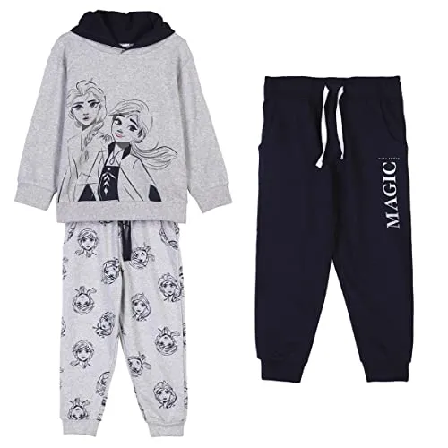 CERDÁ LIFE'S LITTLE MOMENTS Mädchen Die Eiskönigin II Jogginganzug - 3-teiliges Streetwear-Set für Mädchen, inklusive Sweatshirt und zwei Sporthosen mit Anna und Elsa Druck, aus atmungsaktivem Material für optimalen Tragekomfort.
