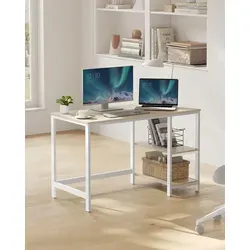 VASAGLE Computertisch mit 2 Regalen – 120 x 75 x 60 cm in beige von VASAGLE