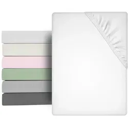 Beautex Spannbettlaken Mikrofaser Spannbetttuch Bettlaken, Premium Mikrofaser, Größe und, Microfaser, Gummizug: rundum, (1 Stück) weiß 200 cm x 200 cm