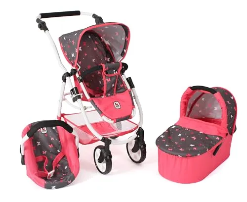 Bayer Chic 2000-640-47 Puppenwagen Emotion All In 2.0-3in1 - Kombipuppenwagen-Set mit Babywanne, Sportsitz und Autositz, höhenverstellbarem Schiebegriff und 3-Punkt-Sicherheitsgurt für höchste Sicherheit und Komfort.