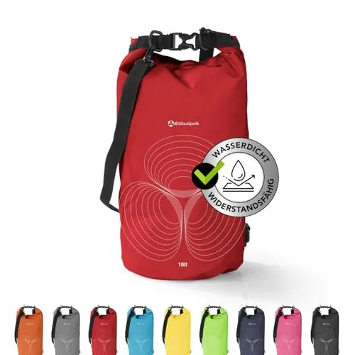 DoYourSports Dry Bag Tasche 10L rot | Wasserdichter Rucksack | Wasserfester Beutel & Packsack | Drybag ideal für Boot, Kajak, Angeln und Camping