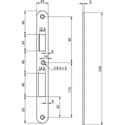 Assa Abloy - Schließblech Ea 325 Für Elektro-mehrfachverriegelungsschlösser, 232x24x3 Mm