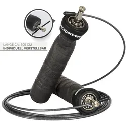 Sport-Tec Speed Rope Hüpfseil Springseil individuell einstellbar verstellbar für Fitness-Training inkl. 2 Gewichten, Schwarz