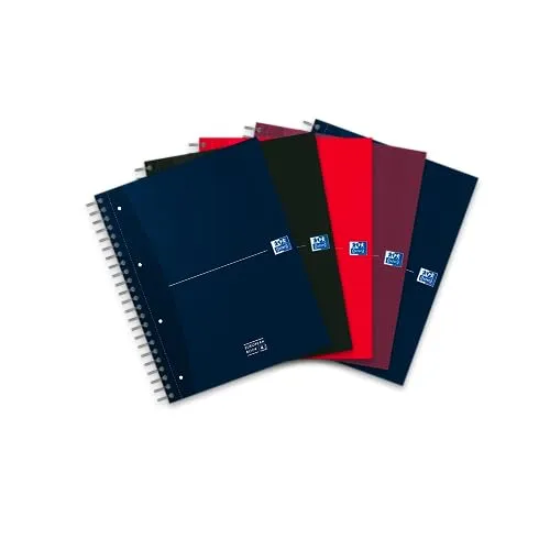 Oxford Collegeblock A4 - kariert, 240 Seiten, 5 Stück, hoher Schreibkomfort mit 4-fach gelochten Seiten und farbigen Registern für optimale Organisation