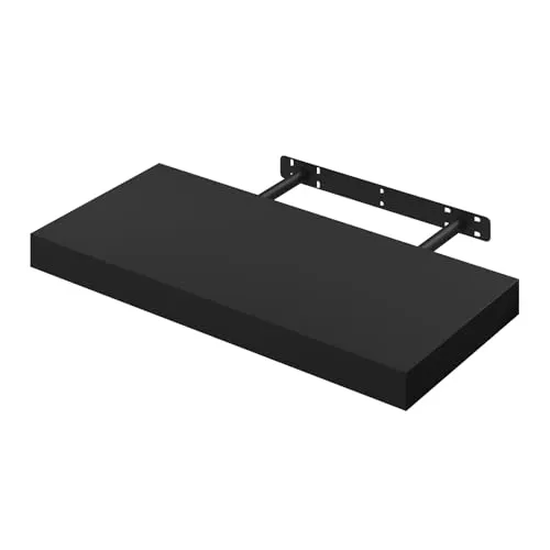 WOLTU Wandregal Wandboard Bücherregal Regale für Deko Wandablagen aus MDF Holz,Hängeregal Schwarz,50x22.9x3.8cm,RG9368sz