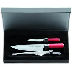 F. DICK Messerset Red Spirit - 3-teiliges Set - Hochwertiges Messerset für Profi- und Hobbyköche in eleganter Geschenkverpackung. Mit langlebigen Klingen aus X55CrMo14 Stahl für müheloses Schneiden und komfortable, ergonomische Griffe.