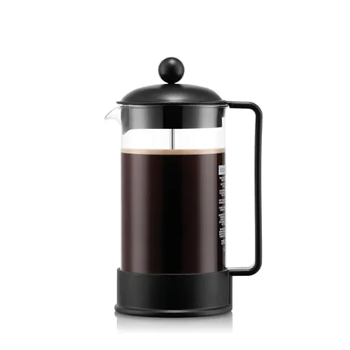 Bodum French Press Brazil - 1L - Kaffeekannen für aromatischen Genuss: Hitzebeständiges Borosilikatglas & Edelstahlfilter bieten intensiven Geschmack ohne Abfall.
