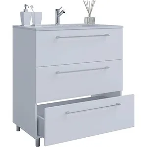 Mid.you Waschtischkombi VCM Schubo 60 cm - Badmöbel-Set in Weiß mit 3 Schubladen, stehend und einzeln stellbar – ideal für jedes Badezimmer.