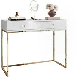 Lookway Hochglanz Konsole in Weiß, 100x81x42 cm in gold von Lookway