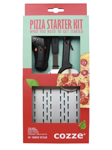Cozze Pizza Starter Set 3-teilig: Thermometer, Pizzaschneider und Pizzaheber - Sonstige Küchenhelfer – Perfektes Pizza Starter-Set mit Infrarotthermometer für optimale Backtemperaturen und Pizzaschaufel für einfaches Handling.