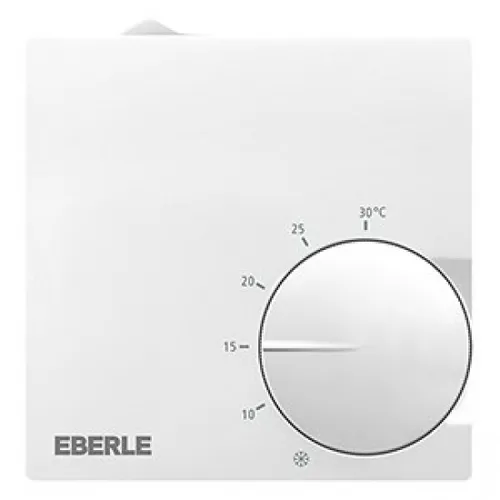 Eberle Polarweißer RTR-S 6731-1 Raumregler - Zubehör für Klima & Heizen, eleganter Raumregler mit minimaler Aufbauhöhe und bewährter Bimetall-Technologie für effiziente Heiz- und Kühlregelung.