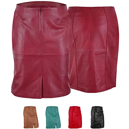 Trendiger Midi Lederrock aus Lammnappa von German Wear