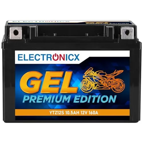 Electronicx YTZ12S GEL Motorradbatterie 12V 10,5Ah 160A – wartungsfreie, versiegelte Starterbatterie für Motorrad, Roller & Powersport – vibrationsfest, auslaufsicher, kompakt & sofort einbaufertig