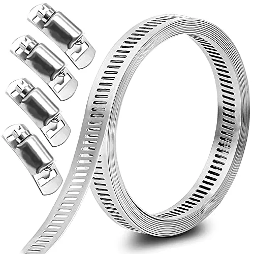 GIAK Schlauchschellen Edelstahl Schlauchschelle Set Schnecken Klemme Einstellbar DIY - 3 m Band 4 Verbindungselemente Für Haus Gas Rohr, Wasser Rohr, Tank, Automobil-Tubing (3M)