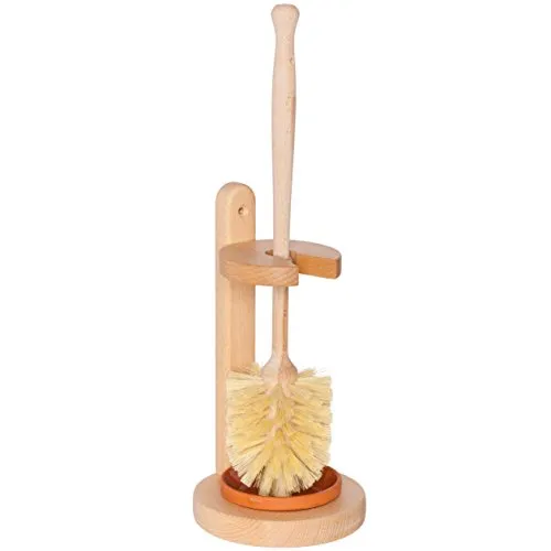 Kosmetex Holz Klobürste mit Ständer aus Buchenholz - WC-Bürsten & Halter, elegante und langlebige Toilettenbürste aus Buchenholz mit passendem Ständer für ein stilvolles Badezimmer