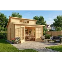 Alpholz Gartenhaus Lausitz-40 - Massivholz Gerätehaus mit 40 mm Wandstärke, wind- und regendicht, inkl. Montagematerial und großzügigem Stauraum