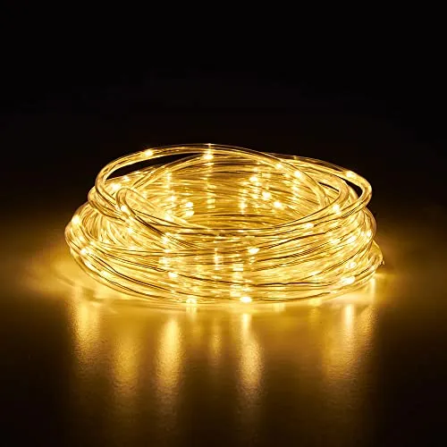 NCC-Licht LED Lichterschlauch Lichterkette 10m mit 100 LEDs IP44 innen & außen warmweiß 3000K mit Netzteil