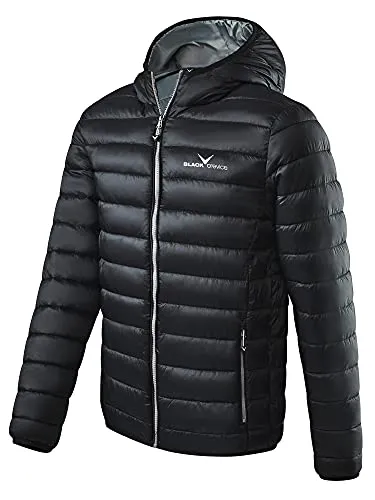 Black Crevice Herren Steppjacke I wind- & wasserabweisende Herren-Jacke I Steppjacke mit Kunstfaserfüllung I Steppjacke mit Kapuze, schwarz/silber, 56