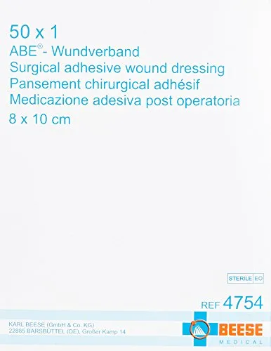 Meditrade 4754 Abe Wundverband, Steril, 8 cm Länge x 10 cm Breite (50-er pack)