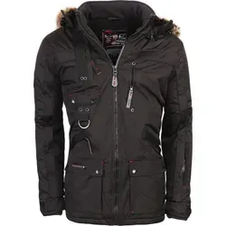 Geographical Norway G-Chirac Herren Parka, Schwarz, Größe XXL - Funktionsjacke für Winter und Übergang, wasserabweisend, winddicht und atmungsaktiv dank Powerdry Technologie. Mit abnehmbarer Kapuze und zahlreichen Taschen für optimale Funktionalität.