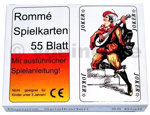 2x 55 Romme Karten - Rommekarten für spannende Spielabende - Poker & klassische Kartensets, 2 hochwertige Packungen mit jeweils 55 Blatt für endlosen Spielspaß bei Rommé, Canasta oder Bridge.
