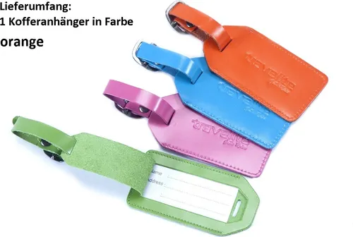 Travelite Kofferanhänger Leder, Fashion Line, orange - Hochwertiger Gepäckanhänger aus 100% Leder, Maße: 5 x 10 cm. Mit praktischem Adressfeld und sicherem Band für optimalen Schutz Ihrer Informationen. Ideal für Reisen und stilvolle Akzente.