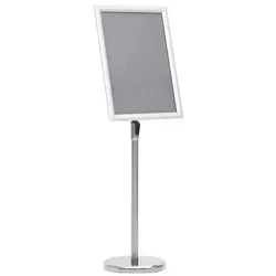 vidaXL A3-Plakatständer Silbern Aluminiumlegierung - Zeitungsständer aus robuster Aluminiumlegierung, höhenverstellbar und ideal für Werbung in Restaurants oder Büros. Mit schützender PVC-Folie und einfachem Klicksystem für schnelle Plakatwechsel.