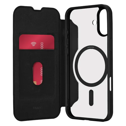 SBS Book Mag 2 Case for iPhone 16 - Schwarz - Stylische Handyhülle in Schwarz, bietet umfassenden Schutz und praktischen Magnetverschluss für optimale Sicherheit.