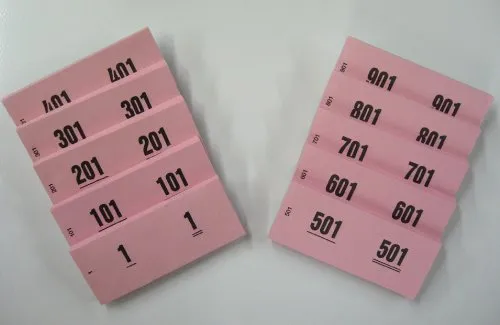 unbekannt Doppelnummern 1-1000 auf Block, verschiedenfarbig, perforiert ideal für Garderobe Verlosung Tombola