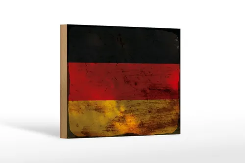 Holzschild Flagge Deutschland 18x12 cm Flag Germany Rost Deko Schild