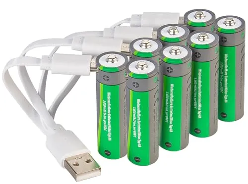 tka Köbele Akkutechnik AA Akku: 8er-Set wiederaufladbare High-Capacity-Batterien Typ AA, 3.000mWh, USB (Akkus, 1.5V, Ladegerät Batterie)