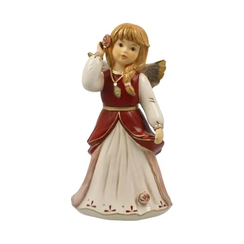 Goebel Dekofigur Engel Herausgeputzt zum Fest - Nussknacker Dekofigur, ideal für festliche Anlässe mit zauberhaftem Kleid und eleganter Blütenspange im Haar.