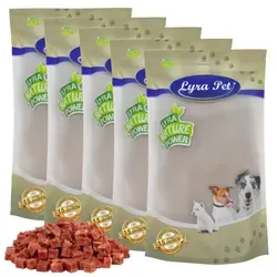 Lyra Pet® Entenfleischwürfel mit Fisch 5 kg - Hundefutter - köstlicher Snack für Hunde aller Altersstufen, fettarm und reich an Omega 3 Fettsäuren, ideal für Training und Suchspiele, in wiederverschließbarem Zip-Beutel für längere Frische.