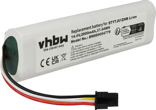 vhbw Akku kompatibel mit Xiaomi Roborock Sweep One S50, Sweep One S51, S8 S852-00, S8 S802-00 Saugroboter (2600 mAh, 14,4 V, Li-Ion, ohne Gehäuse)