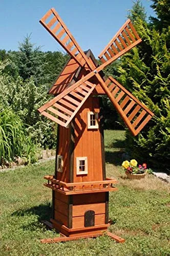 Dekorative Windmühle aus Holz mit Solarbeleuchtung in weiß von Deko Shop Hannusch