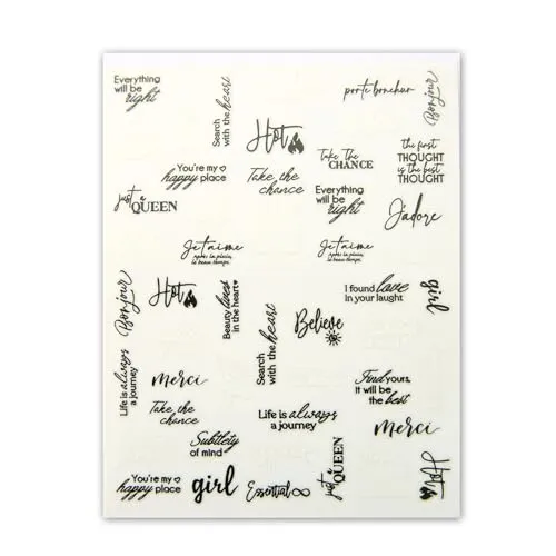 Blatt Nagelsticker - hauchdünne Stick On Nail Slides - Selbstklebende Nail Sticker, Schriftzüge und Mottos 3