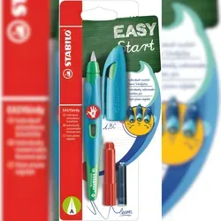 STABILO Füller EASYbirdy Feder A - Himmelblau/Grasgrün für Rechtshänder - Füller für Rechtshänder mit ergonomischem Design, ideal für komfortables Schreiben und perfekt für Schule und Freizeit.