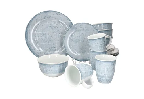 Ritzenhoff & Breker Nordic Ellen Kombi-Service 16-tlg - Tafelservice für 4 Personen, stilvolles Geschirr-Set in Wellen-Optik, spülmaschinen- und mikrowellengeeignet, ideal für jede Mahlzeit und als Geschenk.