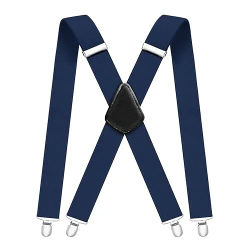 Diompirux Hosenträger für Herren und Damen - Breit 3,5 cm mit starken 4-Metall-Clips, elastisch verstellbar, x-förmig