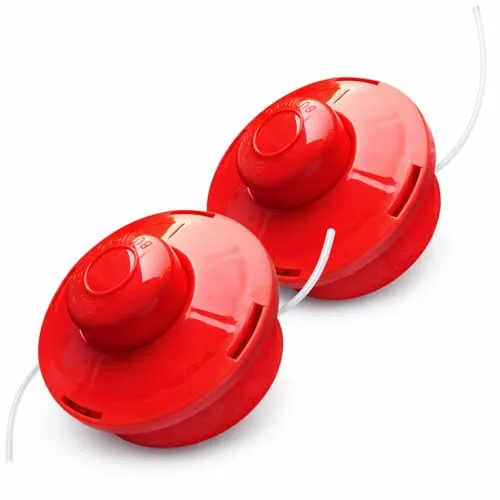NEMAXX® FS2 Tap & Go Fadenkopf (Trimmerkopf) – Tippautomatik Doppelfaden – für Motorsense/Freischneider – M10 x 1,25 Linksgewinde – 2 mm – Schnittkreis 380 mm – Rot (2 Stück)