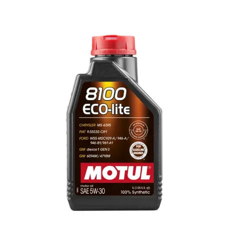 Motoröl 5W30 Motul 8100 Eco-lite 1L - Vollsynthetisches Motoröl für Kraftfahrzeuge, bietet hervorragenden Schutz und Leistung, kompatibel mit zahlreichen Herstellern und Freigaben.