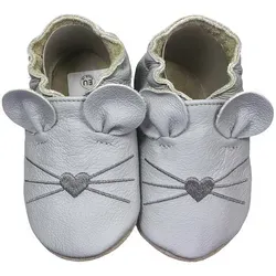 Krabbelschuhe Maus hellgrau 16/17 (0 - 6 Monate) Krabbelsohle
